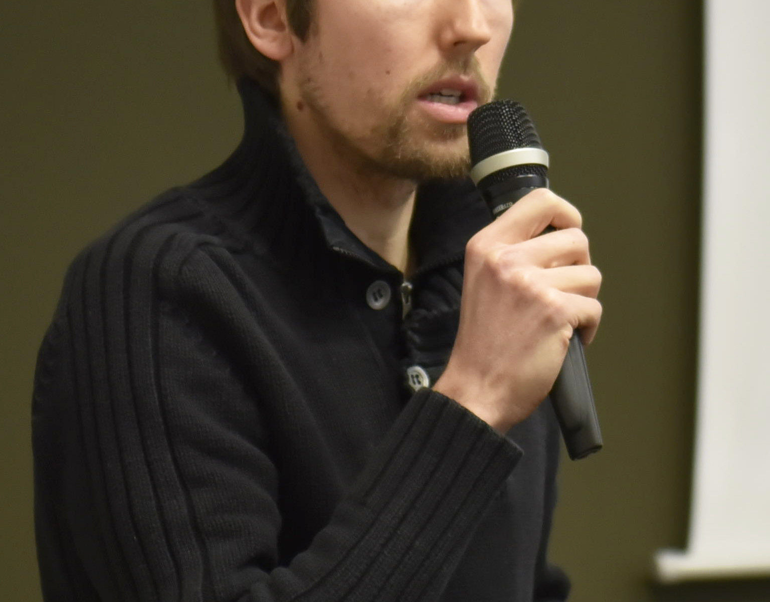 Erwin Dehouck lors d'une conférence-débat à la BU Sciences de la Doua